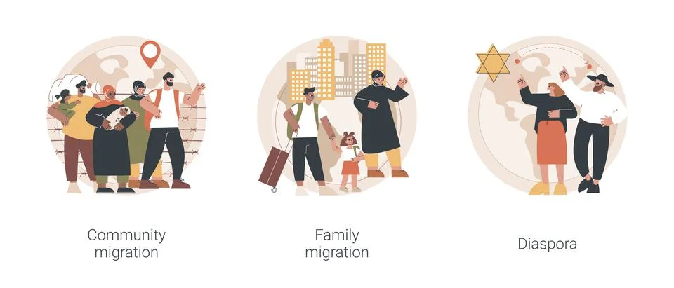 Relocation abstract concept vector illustrations. Illustrazione stock