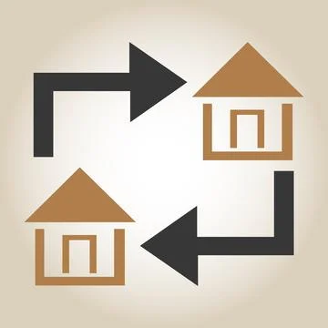 Relocation and house icon concept Versatile Exchange Icon For Web And Mobile Des Illustrazione stock