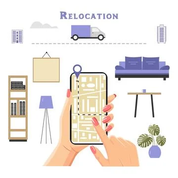 Relocation Change Residence Delivery Moving route 스톡 일러스트