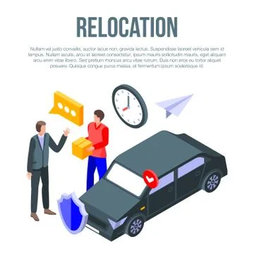 Relocation concept banner, isometric style Illustrazione stock