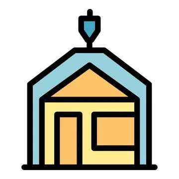 Relocation house icon vector flat Stock Illustration