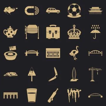 Relocation icons set, simple style Illustrazione stock