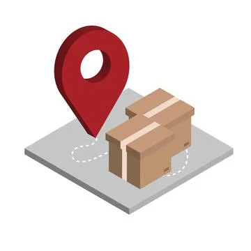 Relocation isometric icon with boxes. Isolated icon. Moving and delivery concept Illustrazione stock