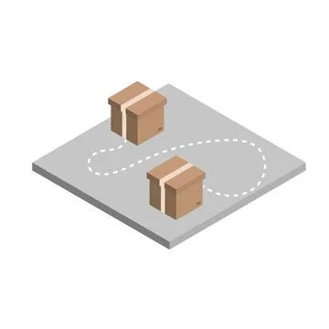 Relocation isometric icon with boxes. Isolated icon. Moving and delivery concept Illustrazione stock