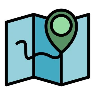 Relocation map icon color outline vector Stock Illustration