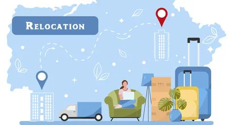 Relocation to new home Moving House Delivery Illustrazione stock