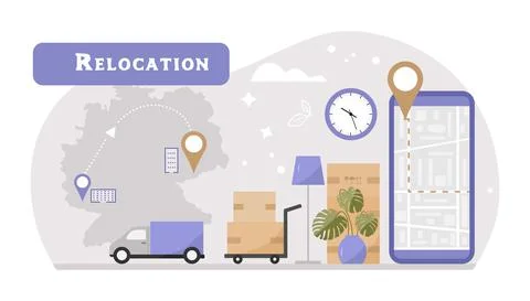 Relocation to new home Moving House Delivery Box Stock Illustration