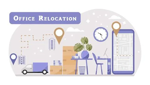 Relocation Office Moving Delivery Changing address Stock Illustration