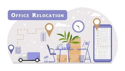 Relocation Office Moving Delivery Changing address Stock Illustration