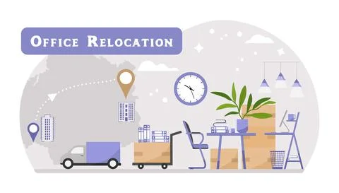 Relocation Office Moving Delivery Changing address Stock Illustration