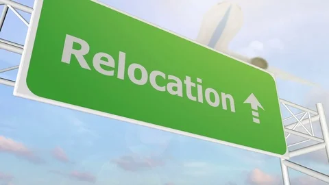 Relocation road sign Stock Footage