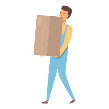 Relocation service icon cartoon vector. Move box Illustrazione stock