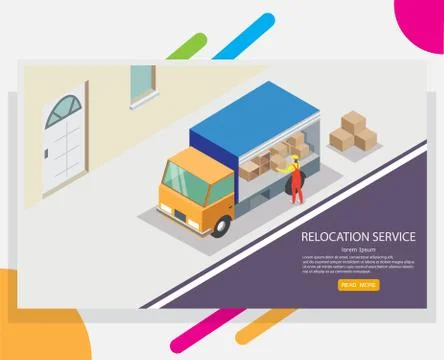 Relocation service vector web banner design template 스톡 일러스트