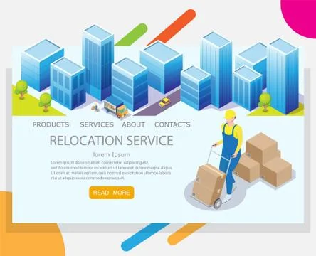 Relocation service vector website landing page design template 스톡 일러스트
