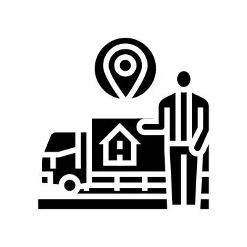 Relocation services interior design glyph icon vector illustration Illustrazione stock