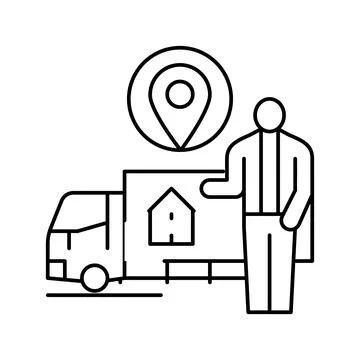 Relocation services interior design line icon vector illustration Illustrazione stock