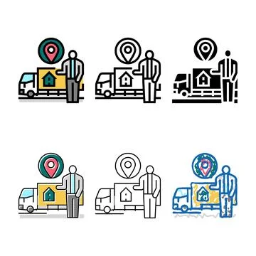 Relocation services interior design multistyle color icon vector Stock Illustration