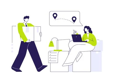 Relocation support abstract concept vector illustration. Illustrazione stock