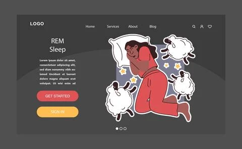REM or rapid eye movement sleep cycle or stage dark or night mode Stock Illustration