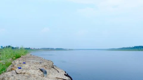 The remainder of the old pier built in the Soviet Union at the North of the Y Stock Photos