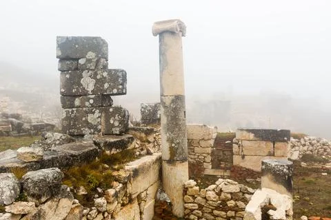 Remained architectural elements at Turkish archaeological site of Sagalassos Stock Photos