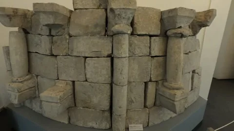 The remains of an ancient structure in the museum in Rostov Stock Footage 249058781