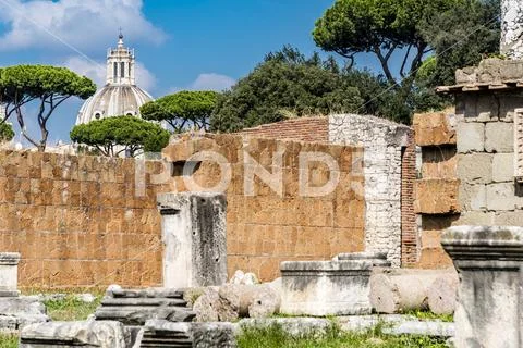Remains of Basilica Aemilia, Roman Forum, Rome, Italy. Stock Photos