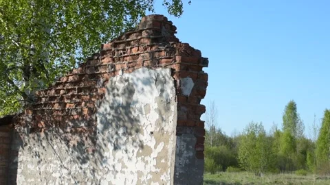 Remains of a brick wall Stock Footage 138941134