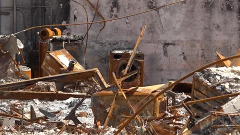 Remains From A Burned Building Stock Footage 309420662