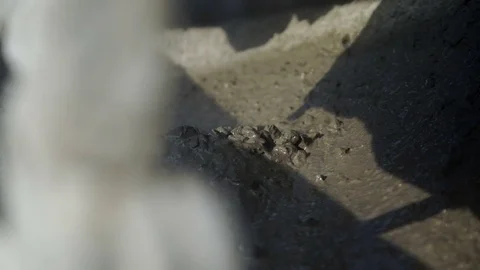 Remains of cement in the container Stock Footage 82129346
