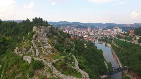Remains of the city of the Middle Ages Stock Footage