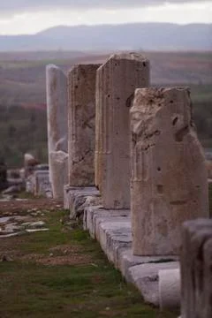 Remains of Columns in Turkey Stock Photos