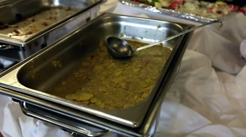 Remains of food served on the table Stock Footage 33702815