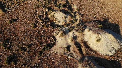 Remains of Mining and Tailing Piles in the Nevada Desert - Aerial Fly Over Video stock 109534258