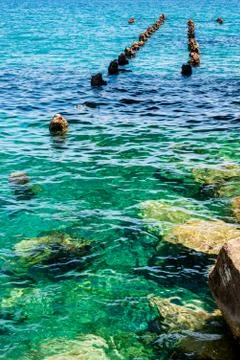 Remains of a pier Stock Photos