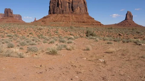 Remains Of Red Sandstone Rock Formations In Monument Valley Usa Stock Footage 126660147