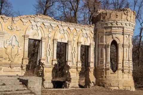 Remains of the structure and elements of architecture Ruin of Osten-Saken man Stock Photos