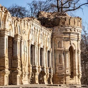 Remains of the structure and elements of architecture Ruin of Osten-Saken man Stock Photos