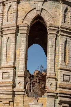 Remains of the structure and elements of architecture Ruin of Osten-Saken man Stock Photos