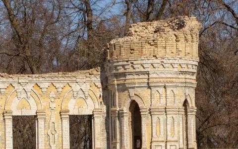 Remains of the structure and elements of architecture Ruin of Osten-Saken man Stock Photos