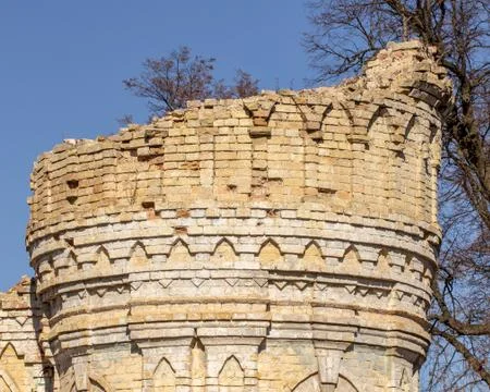 Remains of the structure and elements of architecture Ruin of Osten-Saken man Stock Photos