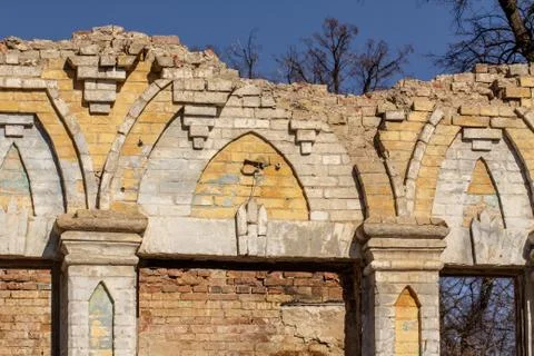 Remains of the structure and elements of architecture Ruin of Osten-Saken man Stock Photos
