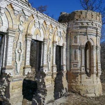 Remains of the structure and elements of architecture Ruin of Osten-Saken man Stock Photos