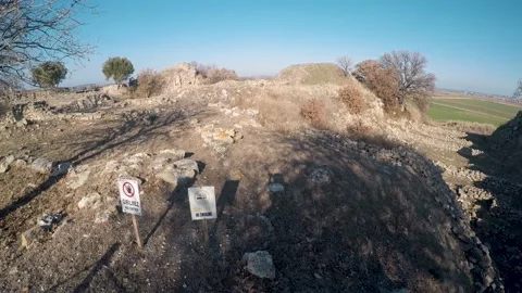 Remains of the Troia Wall in Turkey Stock Footage 150326831