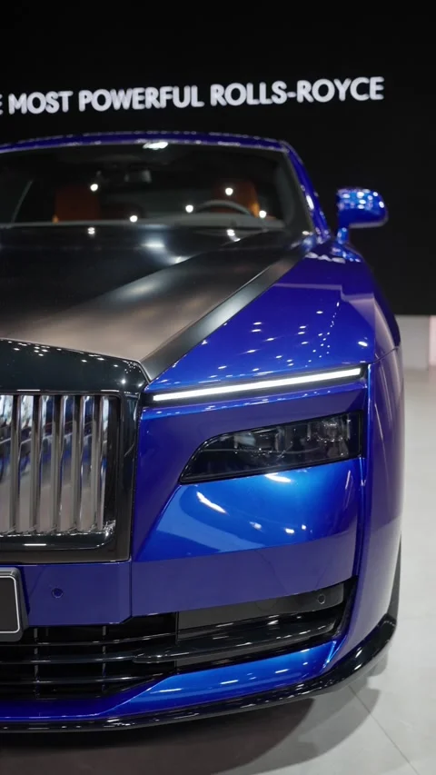 The remarkable elegance and innovative features of the RollsRoyce Black Badge Stock Footage 318967254