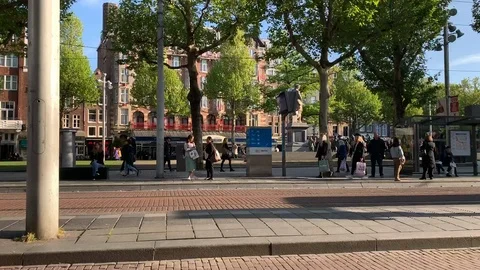 Rembrandt Square Amsterdam Time Lapse Stock Footage