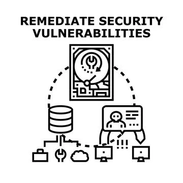 Remediating security vulnerabilities on digital data system Illustrazione stock