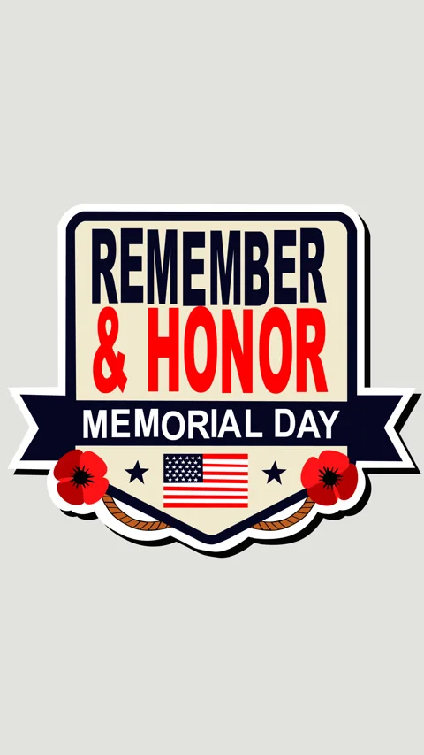 Remember and Honor Memorial Day Patriotic Tribute Badge 库存影片 333661824