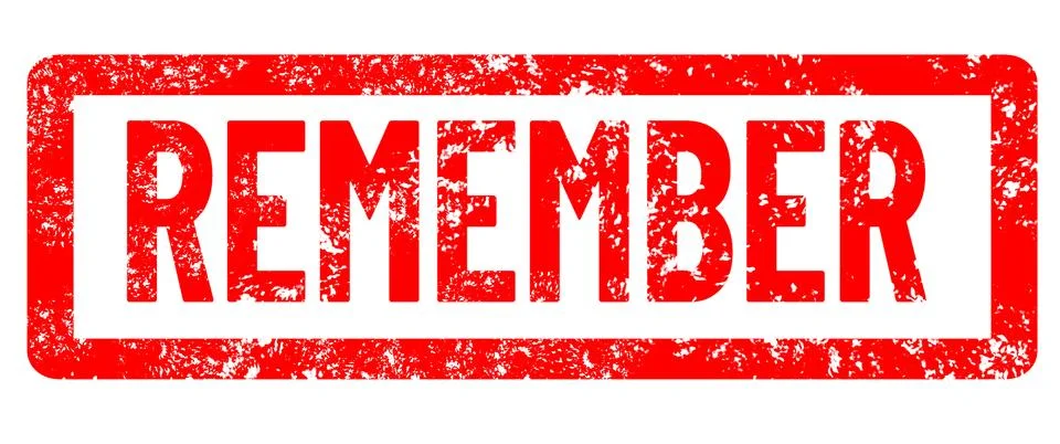 Remember red rubber stamp on white background. Remember stamp sign. Stock Illustration