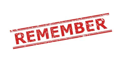 REMEMBER Stamp Seal with Unclean Surface and Double Parallel Lines Stock-Illustration